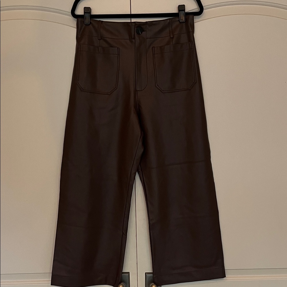 Maeve from Anthropologie faux leather Colette cropped wide leg pants, size 31 - Picture 4 of 7